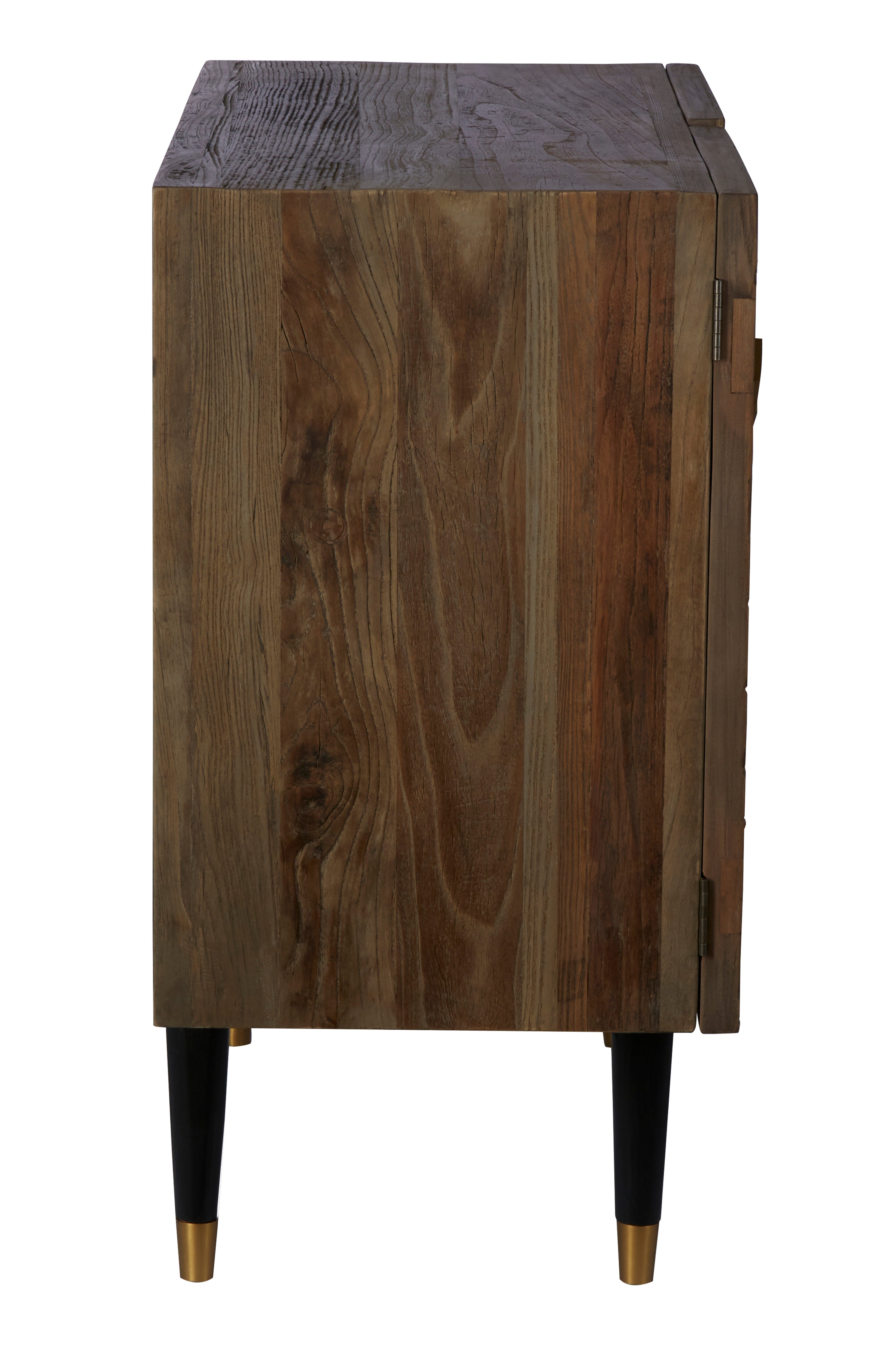 Cobre Natural Elm Wood Geometric Sideboard